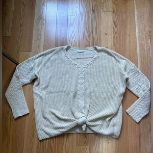 Front Tie Woven Sweater